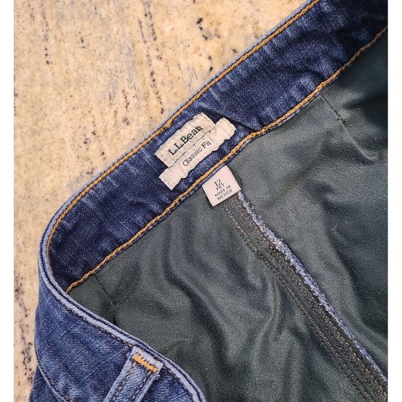 LL Bean Womens Flannel Lined Jeans Size 12 Reg Classic Fit 2 pair Lot - Picture 9 of 16